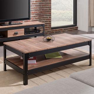 Calicosy Tavolo basso in metallo nero e legno - L 117 cm  