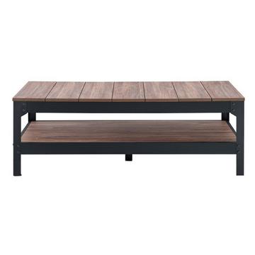 Tavolo basso in metallo nero e legno