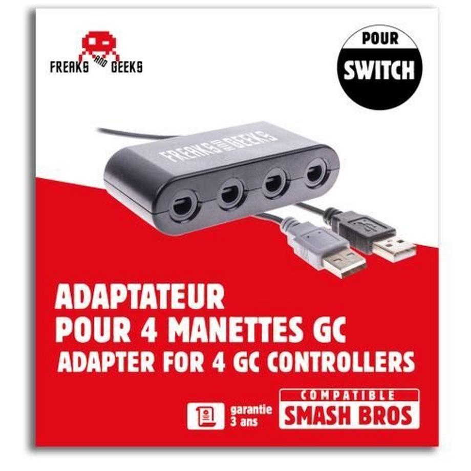 Freaks And Geeks  Adaptateur 4 Manettes Game Cube Freaks And Geeks pour  Switch et  Wii U 