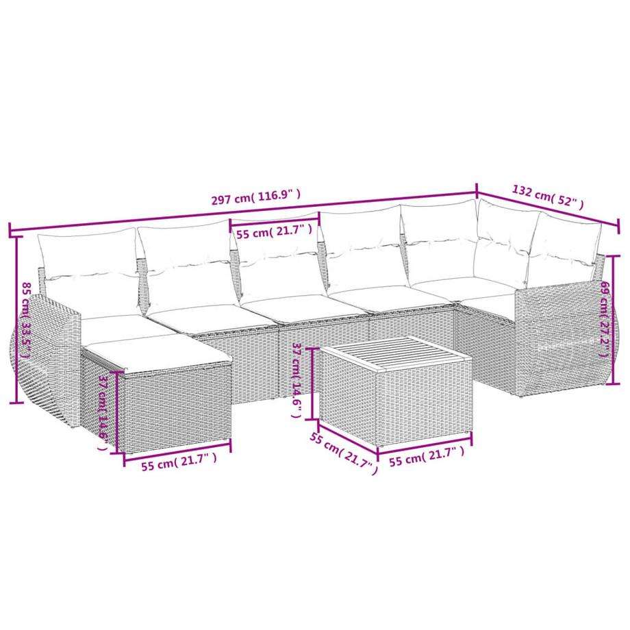 VidaXL Ensemble de canapés de jardin rotin synthétique  