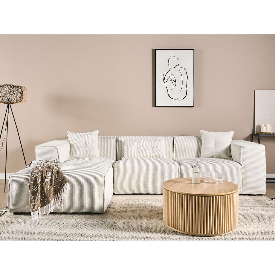 Beliani Canapé d'angle en Velours côtelé Scandinave DOLVA  