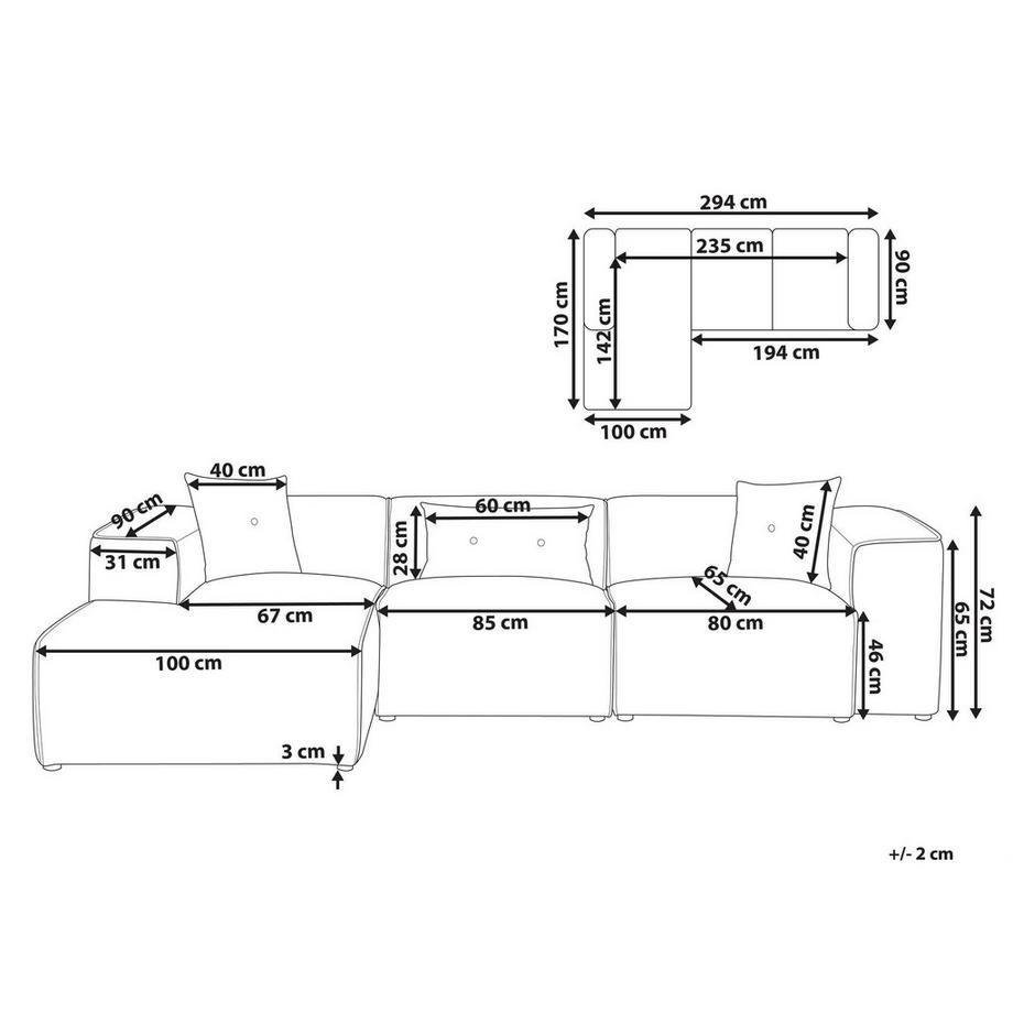 Beliani Canapé d'angle en Velours côtelé Scandinave DOLVA  