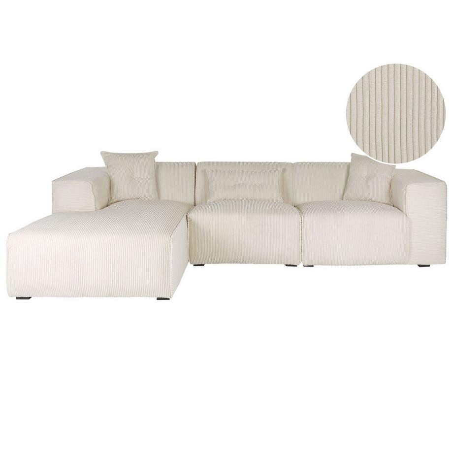 Beliani Canapé d'angle en Velours côtelé Scandinave DOLVA  