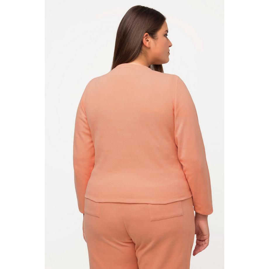 Ulla Popken Felpa corta Scollo a V Maniche Lunghe Cotone Biologico  