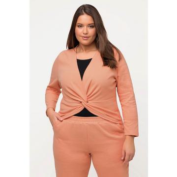 Sweat-shirt, coupe courte, col en V, manches longues, coton bio