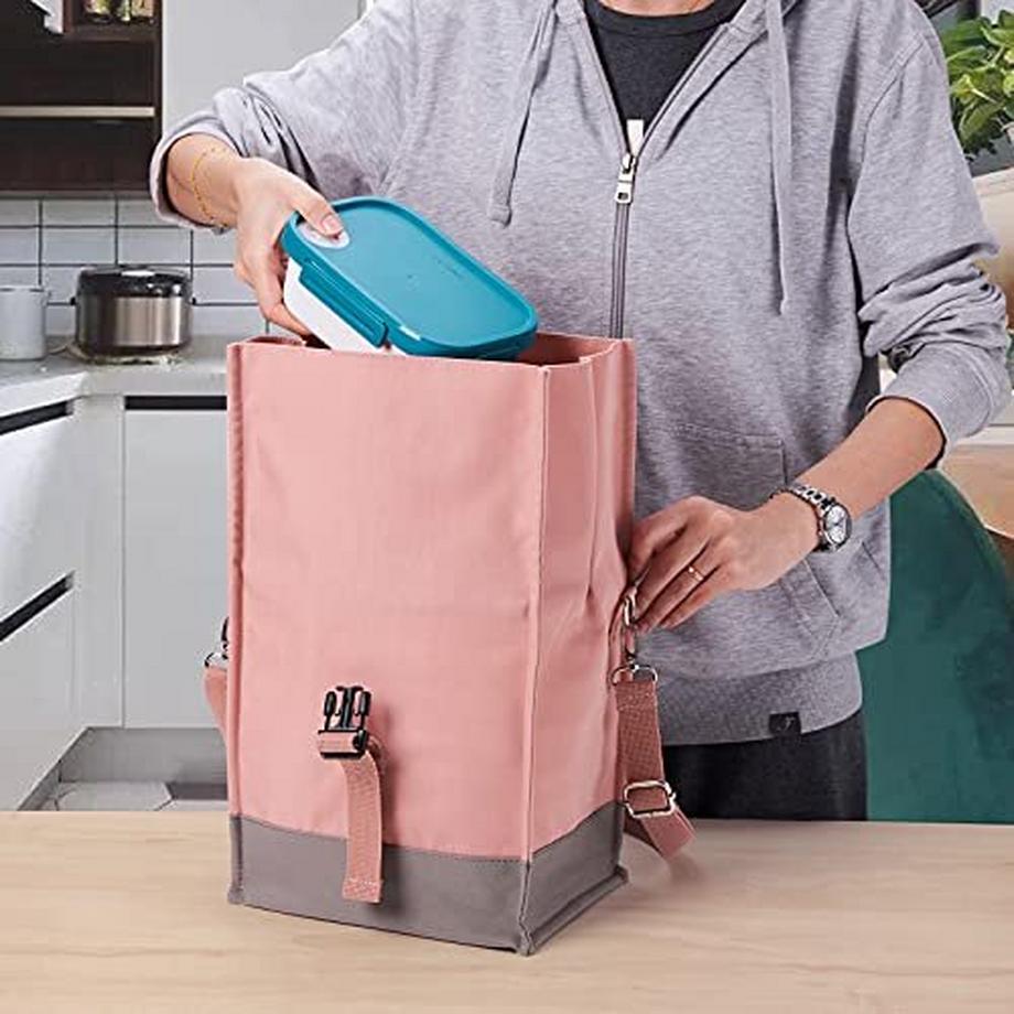 Only-bags.store  Sac isotherme Petit grand sac à déjeuner 10 L Sac de pique-nique à roulettes Sac à déjeuner extensible pour le travail, l'école, le pique-nique, les sorties, le transport de nourriture, rose 