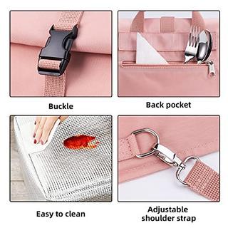 Only-bags.store Sac isotherme Petit grand sac à déjeuner 10 L Sac de pique-nique à roulettes Sac à déjeuner extensible pour le travail, l'école, le pique-nique, les sorties, le transport de nourriture, rose  