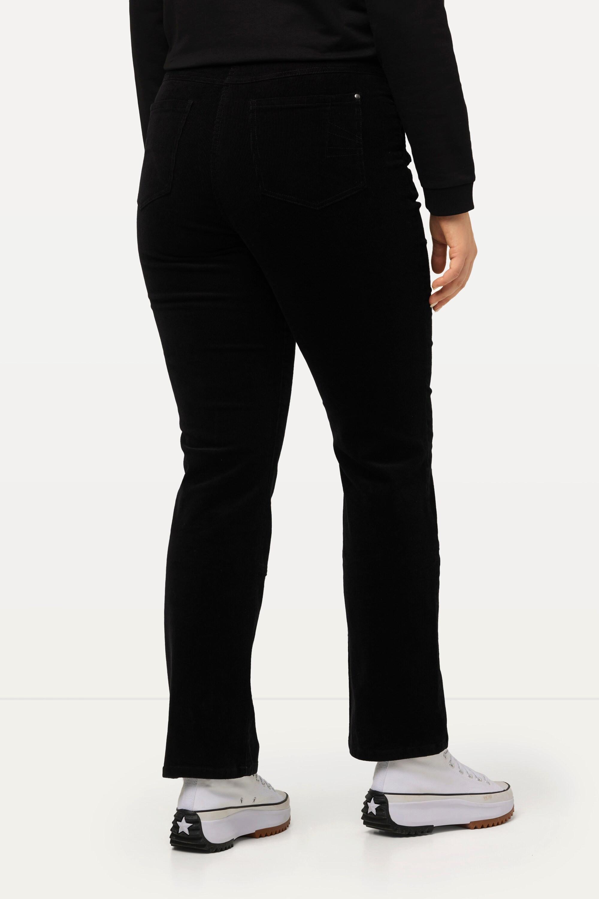 Ulla Popken  Pantalon en velours côtelé Mandy, jambes larges et droites, ceinture confortable 