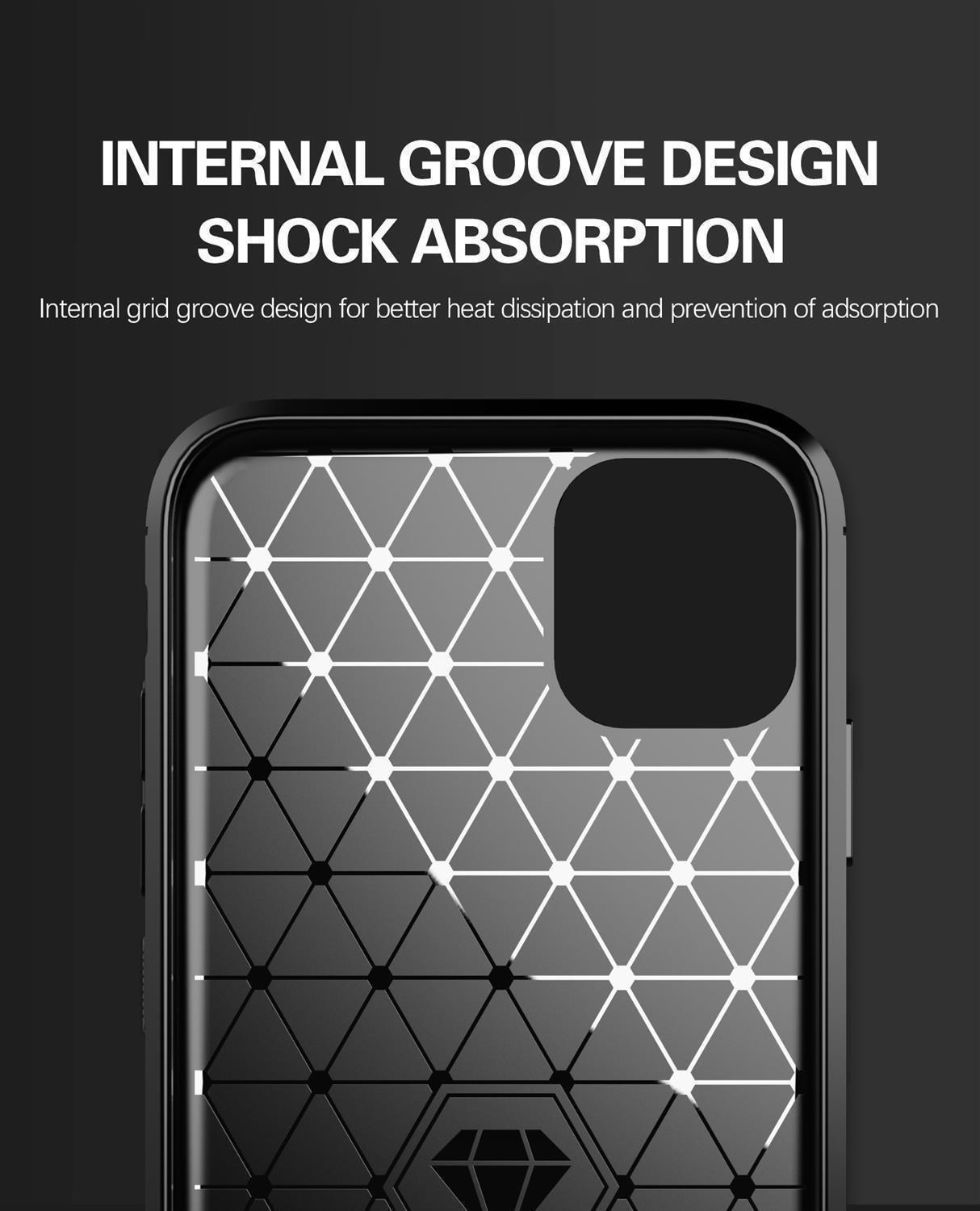 Cadorabo  Hülle für Apple iPhone 11 TPU Silikon Edelstahl-Karbonfaser Optik 