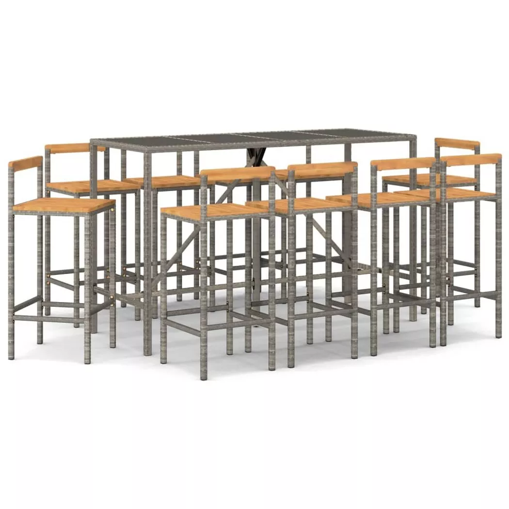 VidaXL - Ensemble de bar de jardin rotin synthétique, One Size, Gris