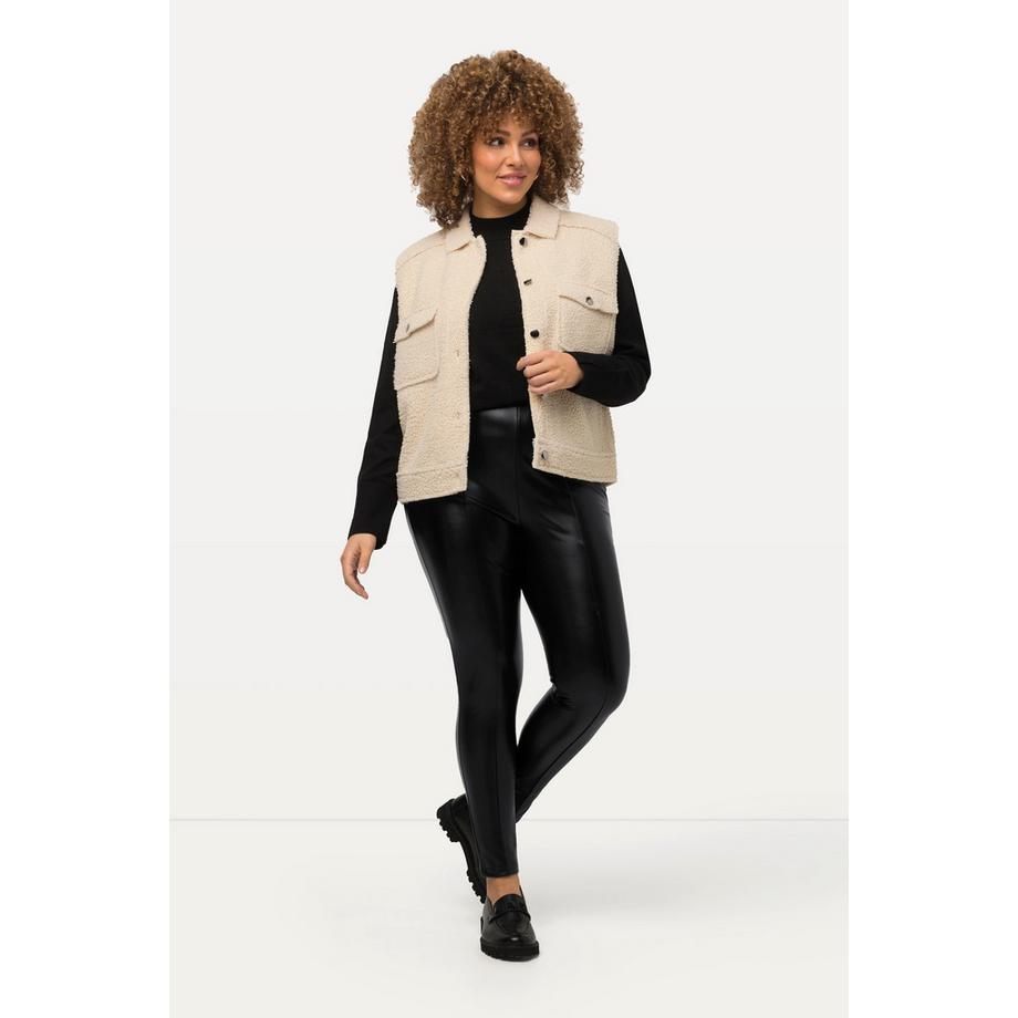 Ulla Popken Legging Similicuir Coupe Slim avec Surpiqûres Décoratives  