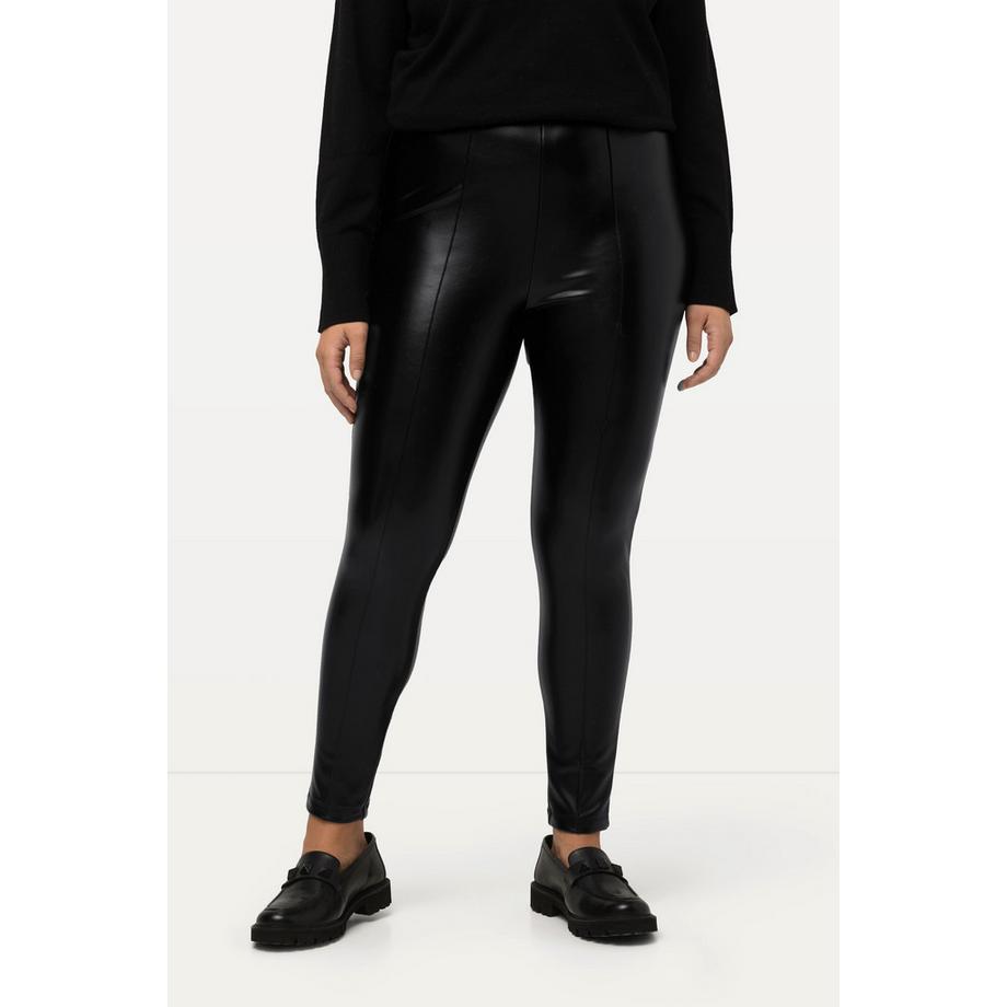 Ulla Popken Legging Similicuir Coupe Slim avec Surpiqûres Décoratives  