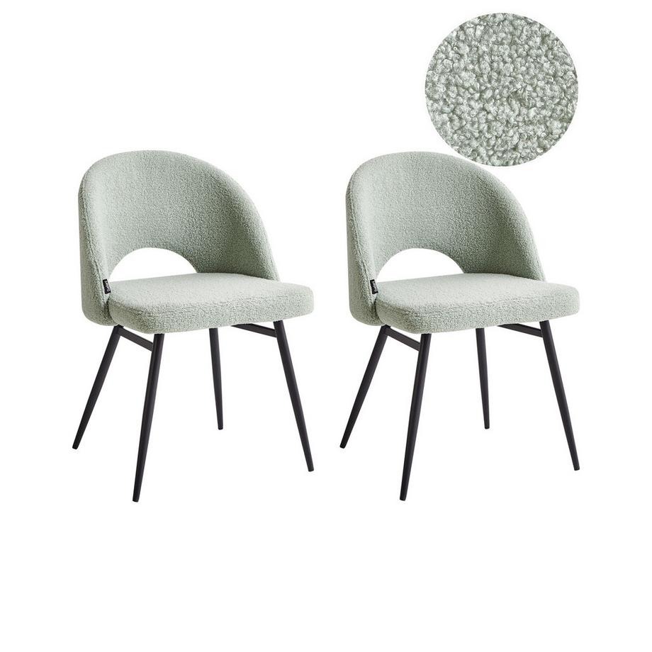 Lot de 2 chaises de salle à manger en Bouclé Minimaliste ONAGA
