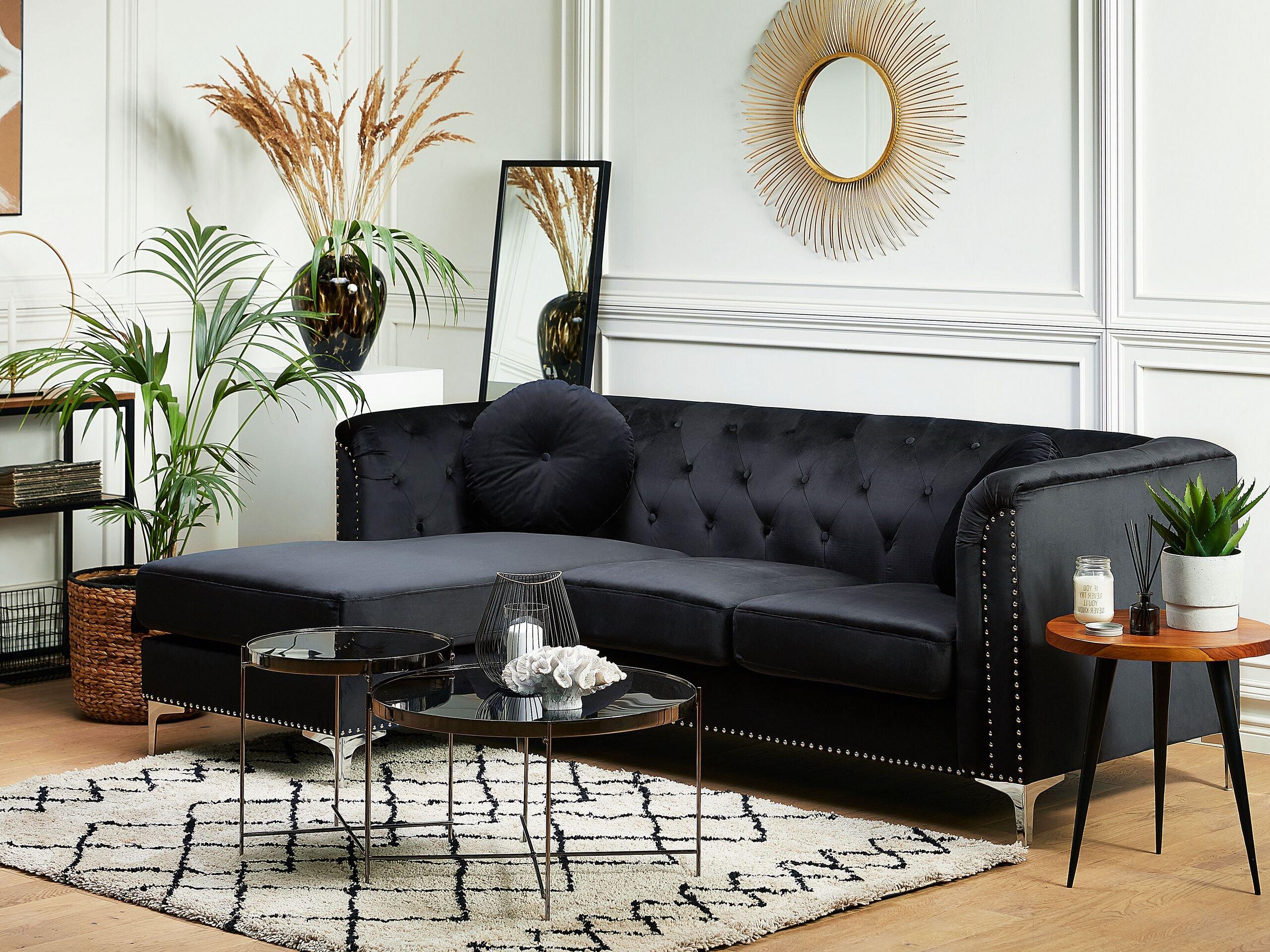 Beliani Ecksofa aus Samtstoff Modern FLEN  