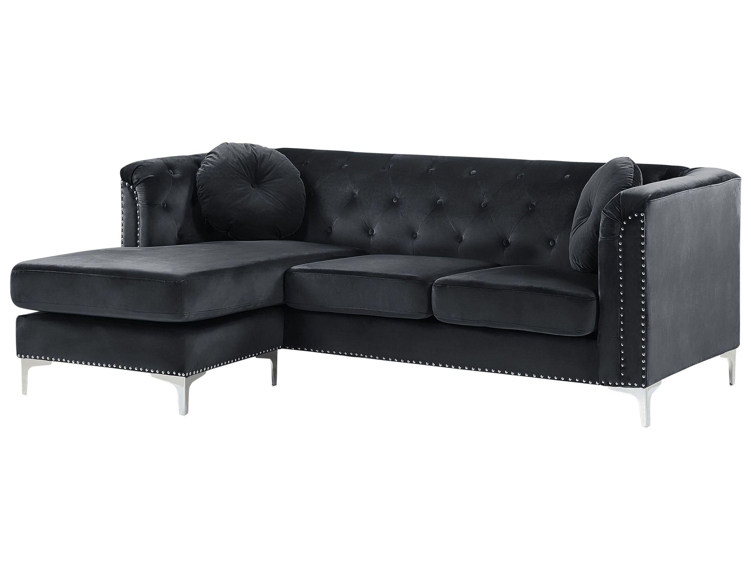 Beliani Ecksofa aus Samtstoff Modern FLEN  