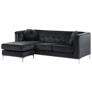 Beliani Ecksofa aus Samtstoff Modern FLEN  