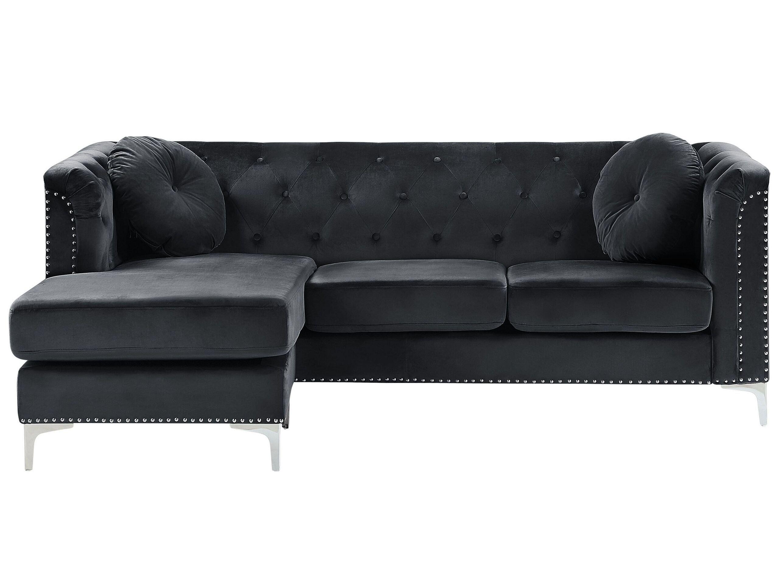 Beliani Ecksofa aus Samtstoff Modern FLEN  