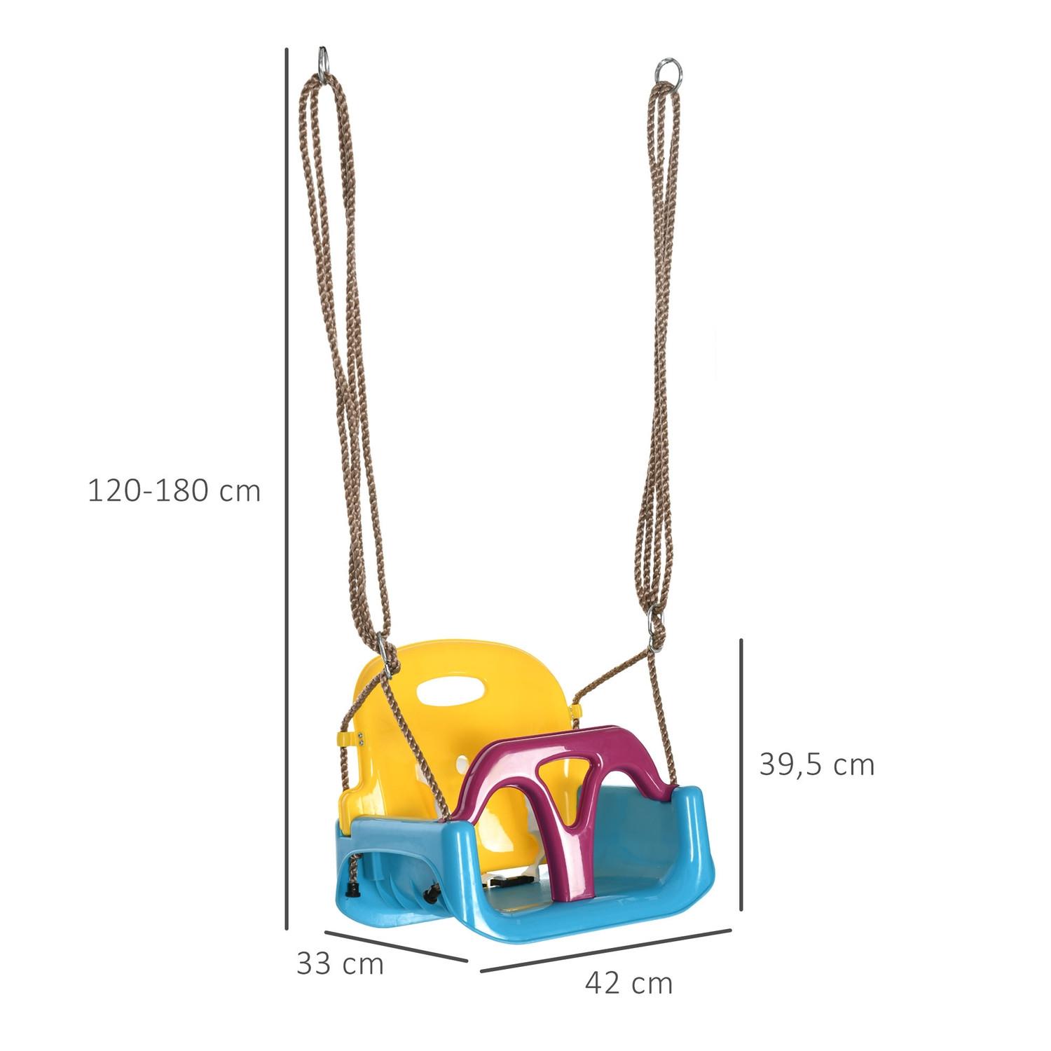 Northio Balançoire Bébé, Balançoire Pour Enfants Avec Corde Réglable, Hauteur Réglable 120-180 Cm, Siège De Balançoire Pour Enfants À Partir De 9 Mois, Bleu + Jaune + Violet  