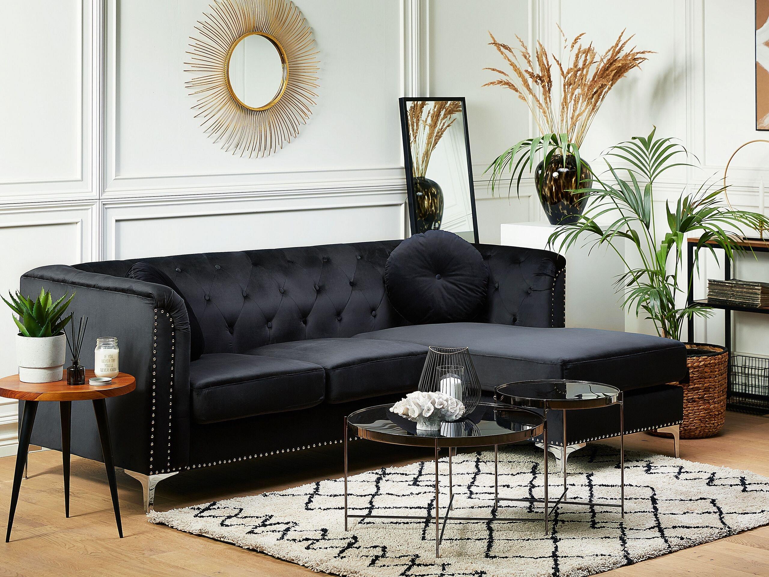 Beliani Ecksofa aus Samtstoff Modern FLEN  