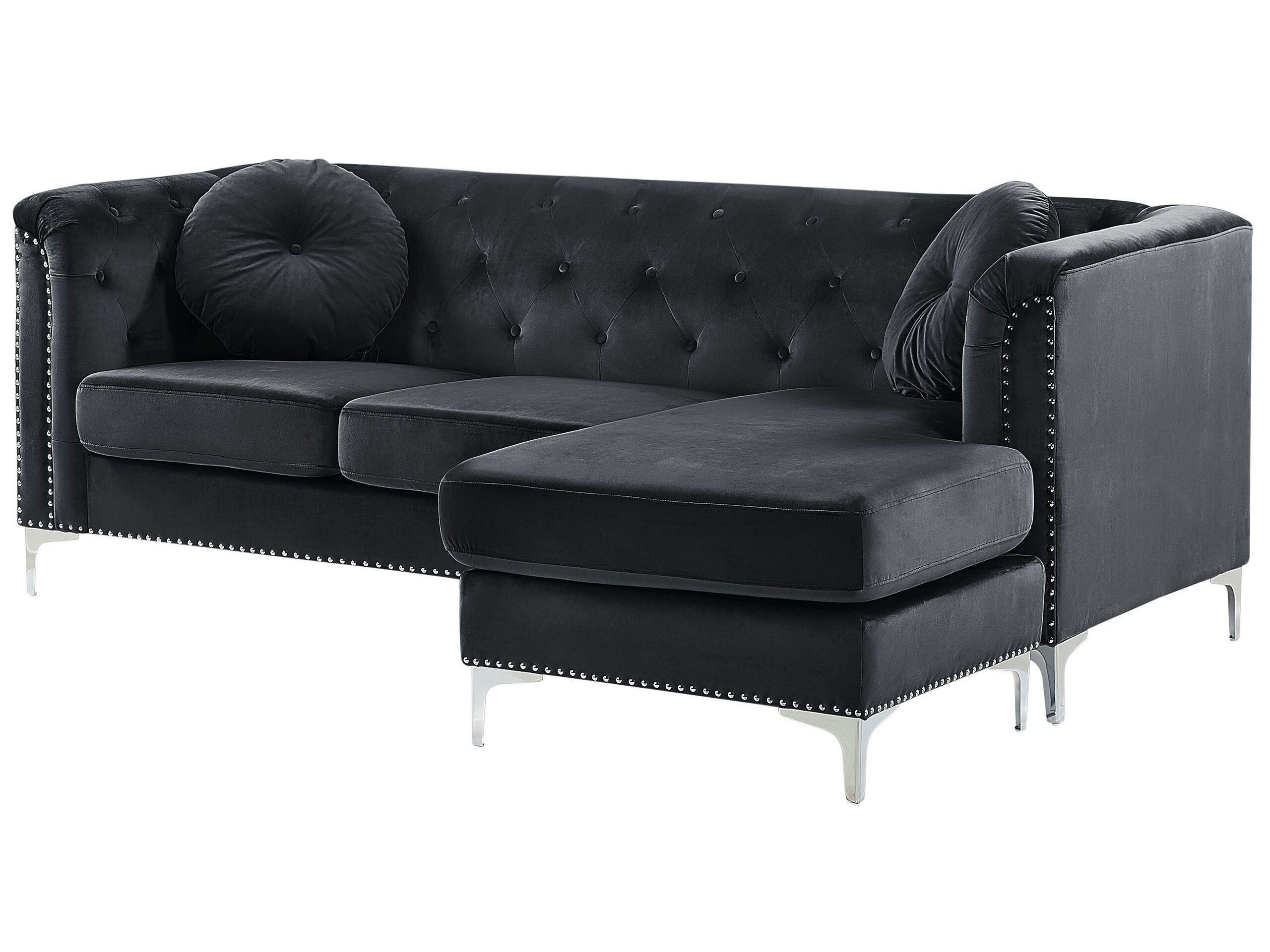 Beliani Ecksofa aus Samtstoff Modern FLEN  