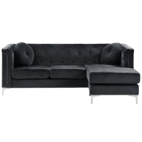 Beliani Ecksofa aus Samtstoff Modern FLEN  