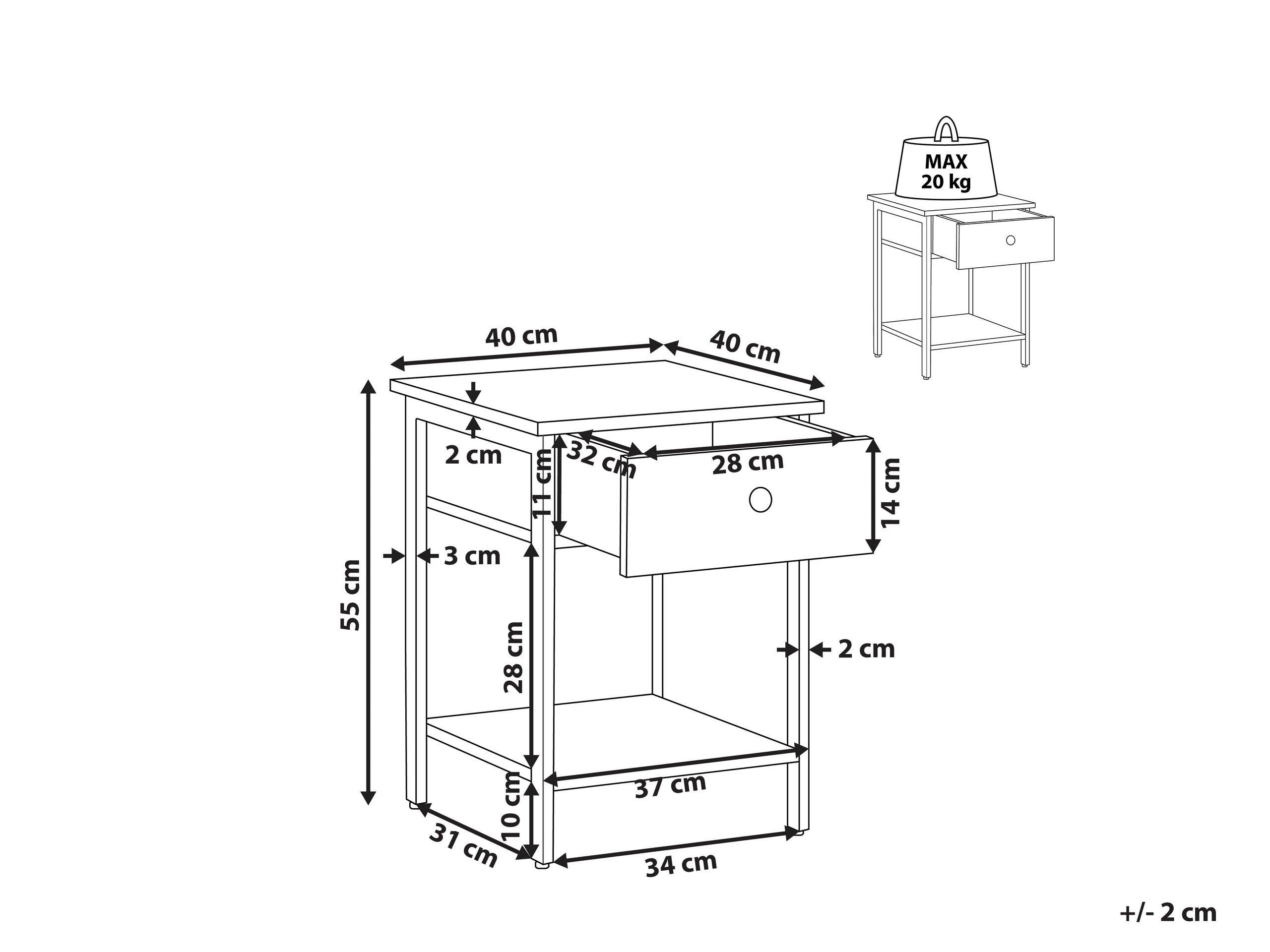 Beliani Table d'appoint en Panneau de particules Industriel VESTER  