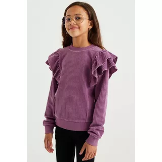 WE Fashion  Geripptes Samt-Sweatshirt Für Mädchen 