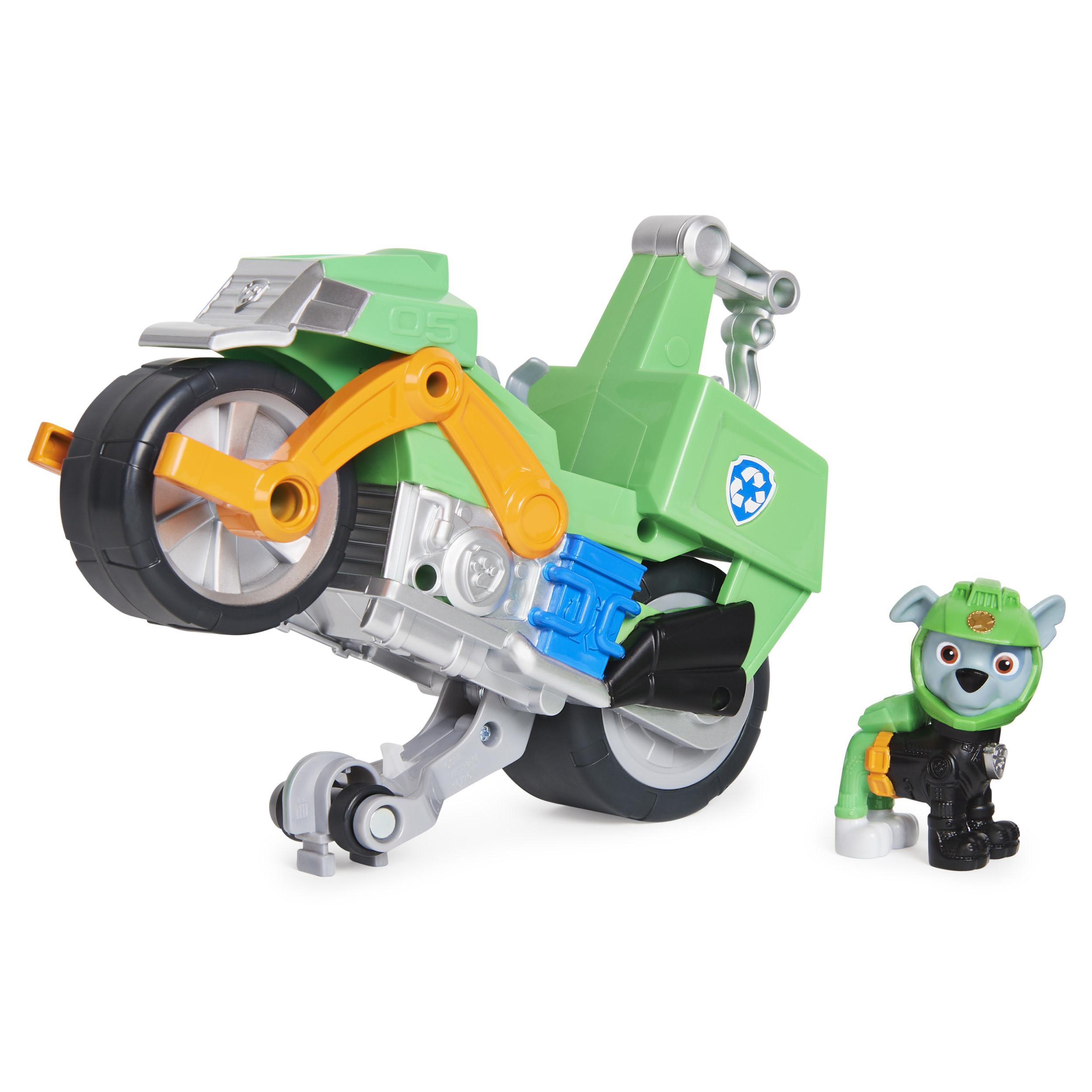 Spin Master  PAW Patrol , veicolo Moto Pups di Rocky, motocicletta con motore a retrocarica e personaggio, per bambini dai 3 anni in su 