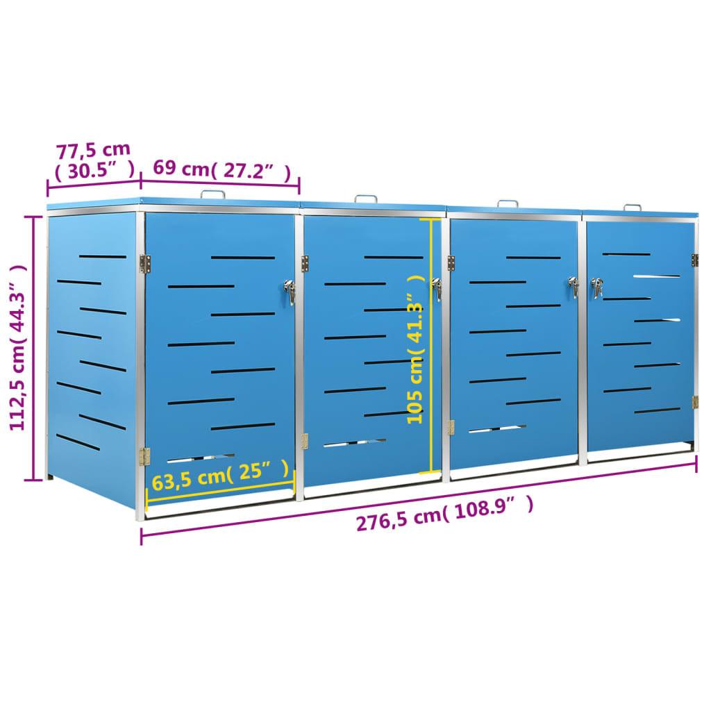 VidaXL Abri à poubelles à roulettes acier inoxydable  