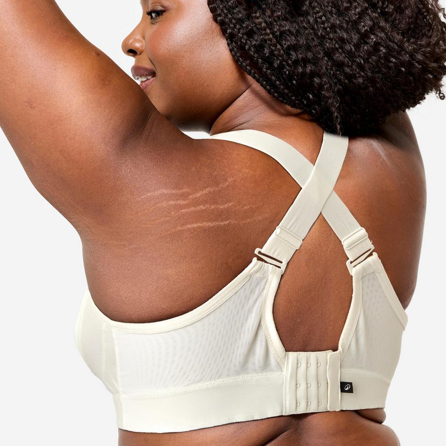 DECATHLON  Soutien gorge bretelles croisables bonnets E à H maintien fort femme, blanc 