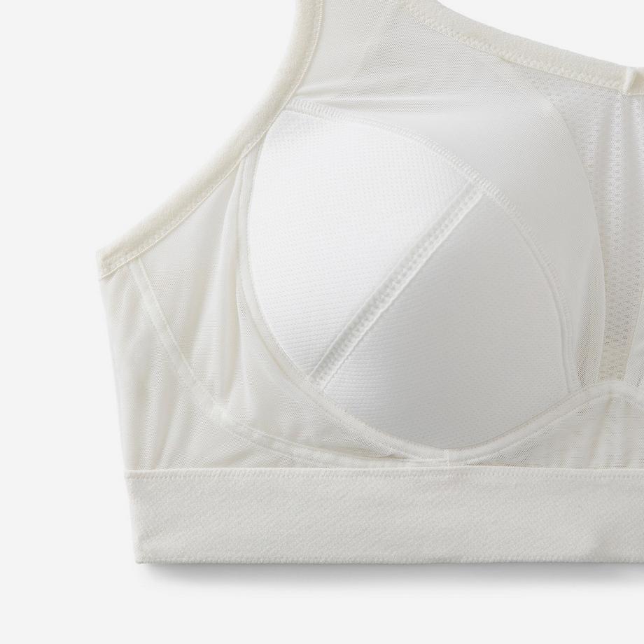 DECATHLON  Soutien gorge bretelles croisables bonnets E à H maintien fort femme, blanc 
