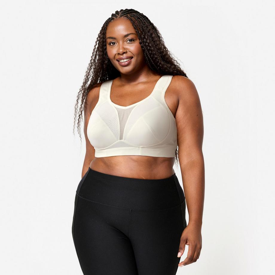 Soutien gorge bretelles croisables bonnets E à H maintien fort femme, blanc