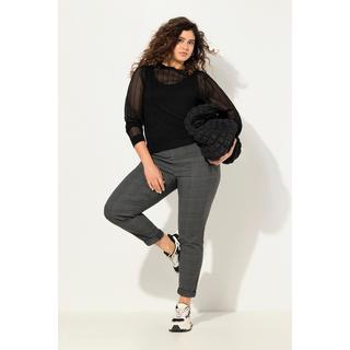 Ulla Popken  Pantalon à carreaux, coupe carotte et taille élastique, poches zippées 