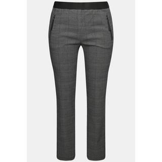 Ulla Popken  Pantalon à carreaux, coupe carotte et taille élastique, poches zippées 