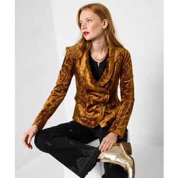 Veloursjacke mit Blättermuster