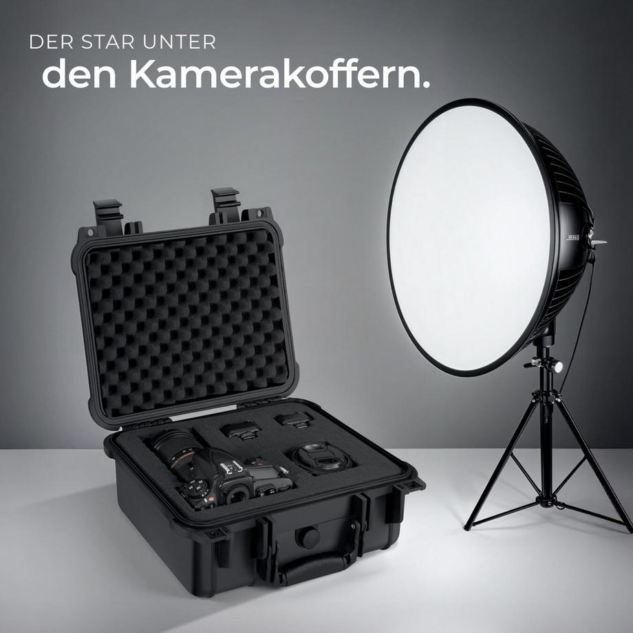 Tectake  Kamerakoffer  aus robuster Hartschale mit 3 Schaumstoffeinlagen Druckausgleichsventil 