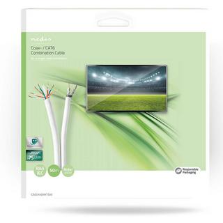 Nedis  IEC (Coax) CAT6 combo cable on reel | RG59 | 75 Ohm | Double shielded | ECA | 50.0 m | Round | White | Gift Box 