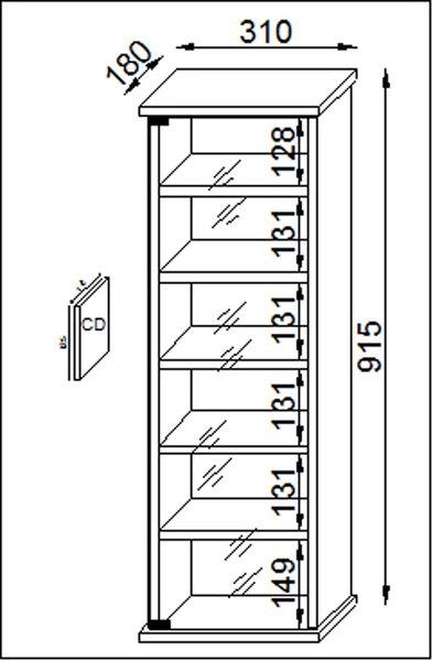 VCM Holz CD DVD Wandregal Hängeregal Wand Schrank Wandvitrine Loposa Glastür  