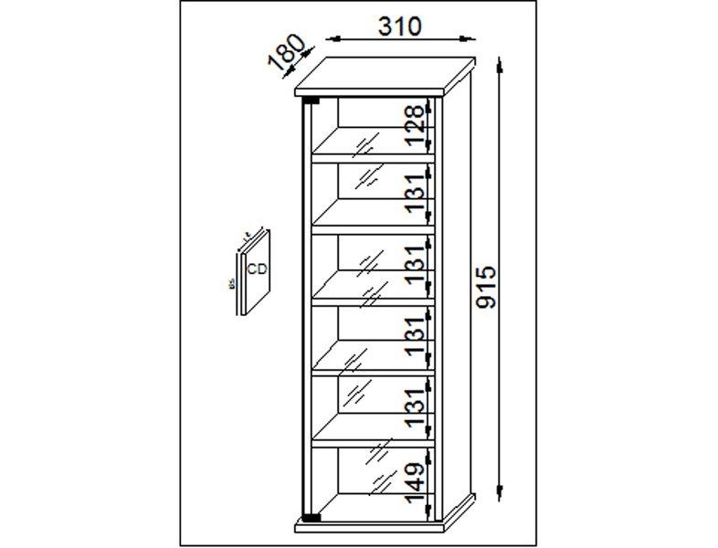 VCM Holz CD DVD Wandregal Hängeregal Wand Schrank Wandvitrine Loposa Glastür  