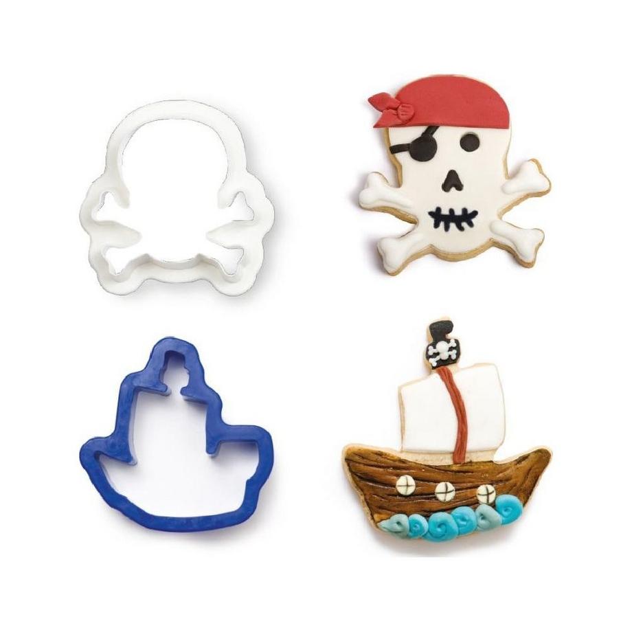 Decora Ausstecher Set Totenkopf und Piratenschiff 2 Stück  