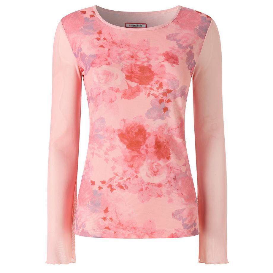 Joe Browns Top a Maniche Lunghe in Rete con Motivo a Rose  