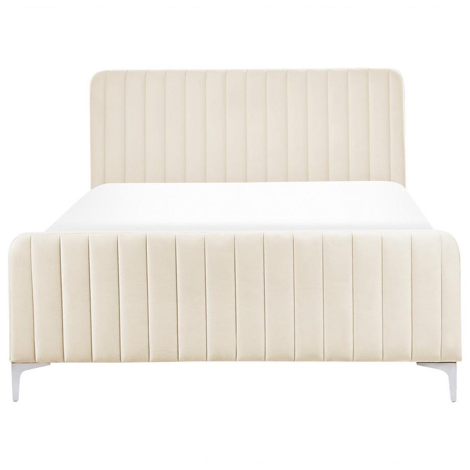 Beliani Lit avec sommier en Velours Minimaliste LUNAN  