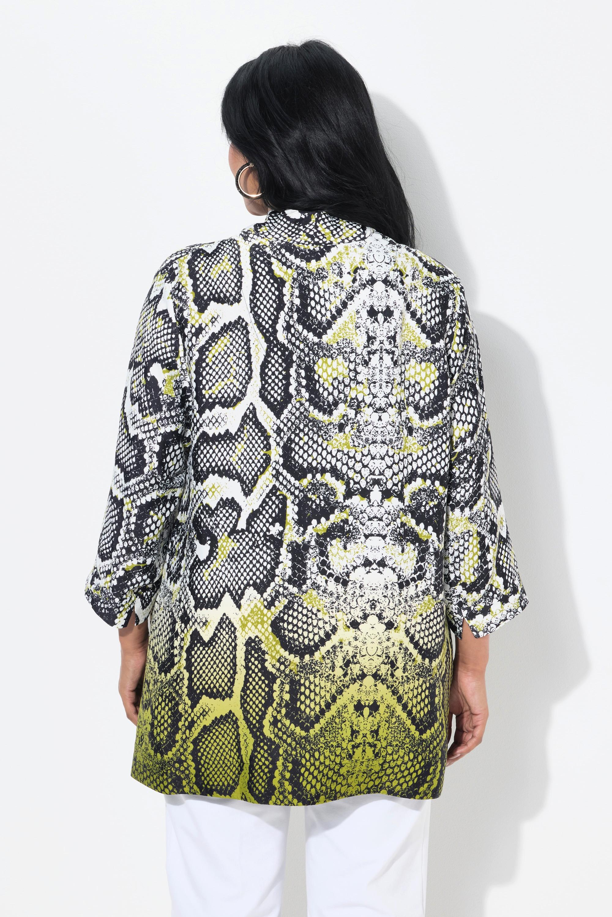 Ulla Popken Tunica Design Pitonato Scollo Montante Maniche 3/4  