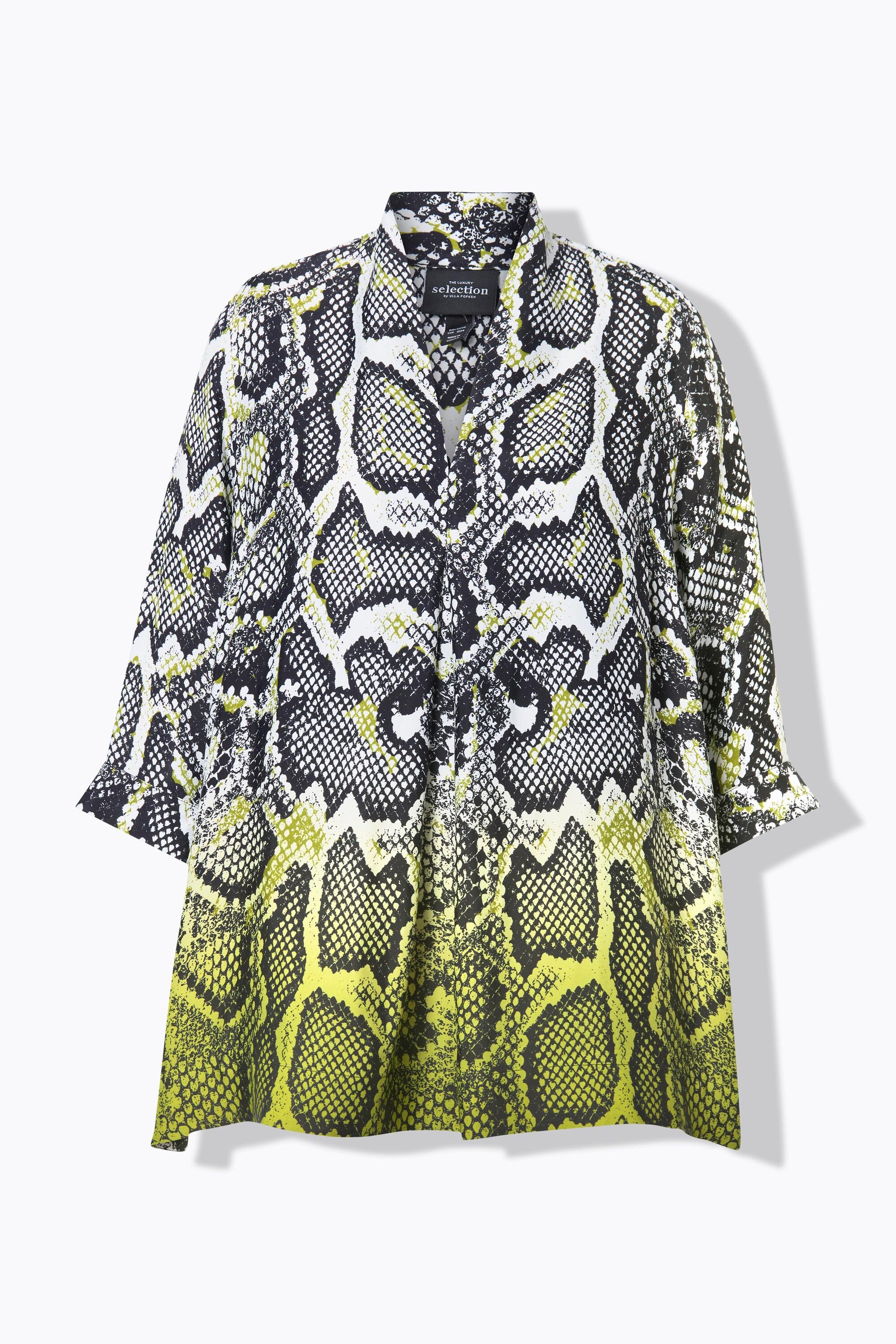 Ulla Popken Tunica Design Pitonato Scollo Montante Maniche 3/4  