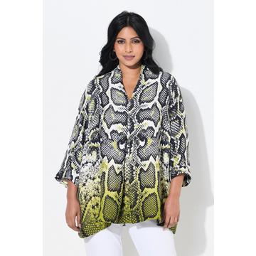 Tunica con design pitonato, scollo montante e maniche a 3/4