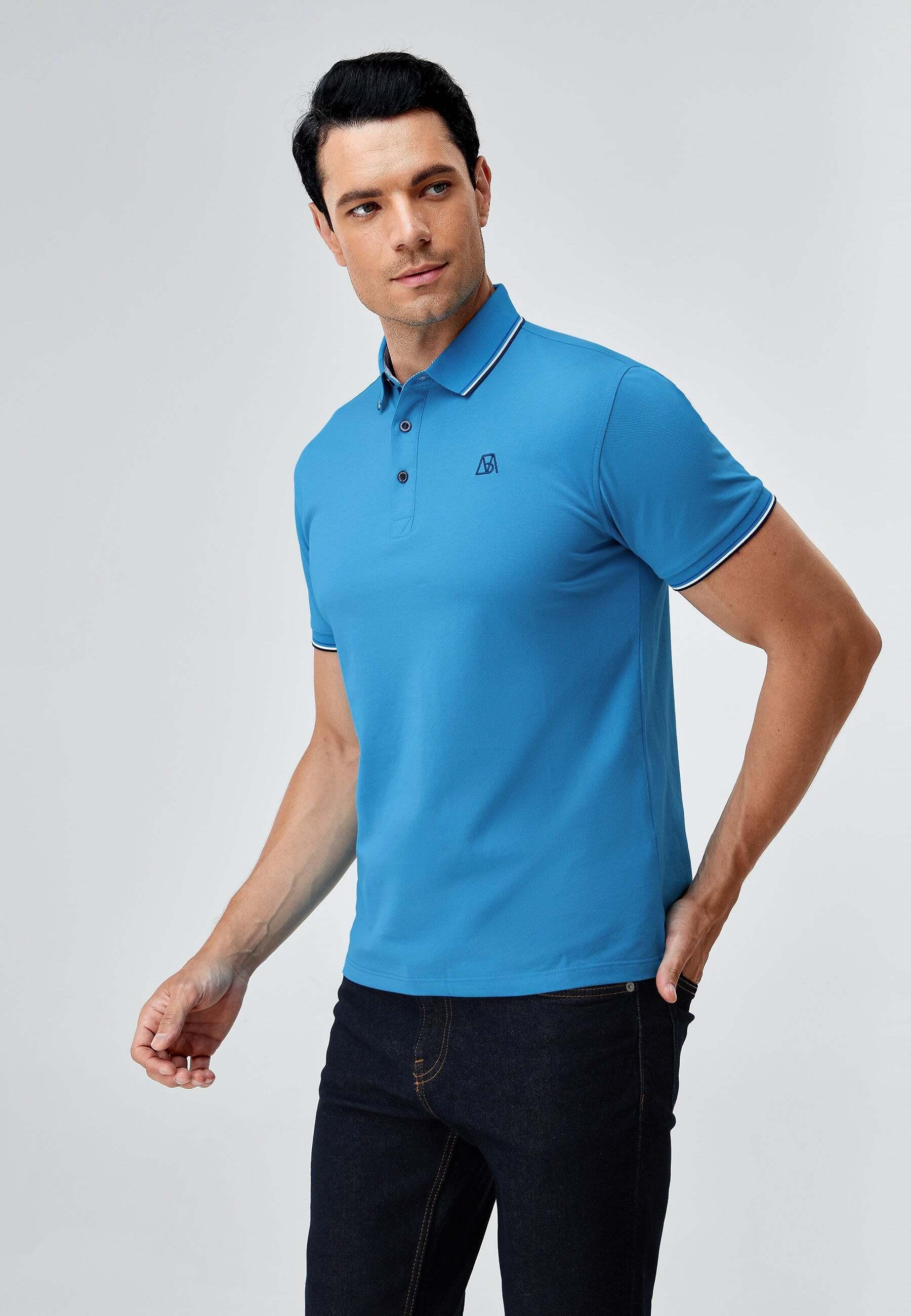 Bellemere New York  Bellemere Herren Poloshirt aus Seide und Baumwolle 