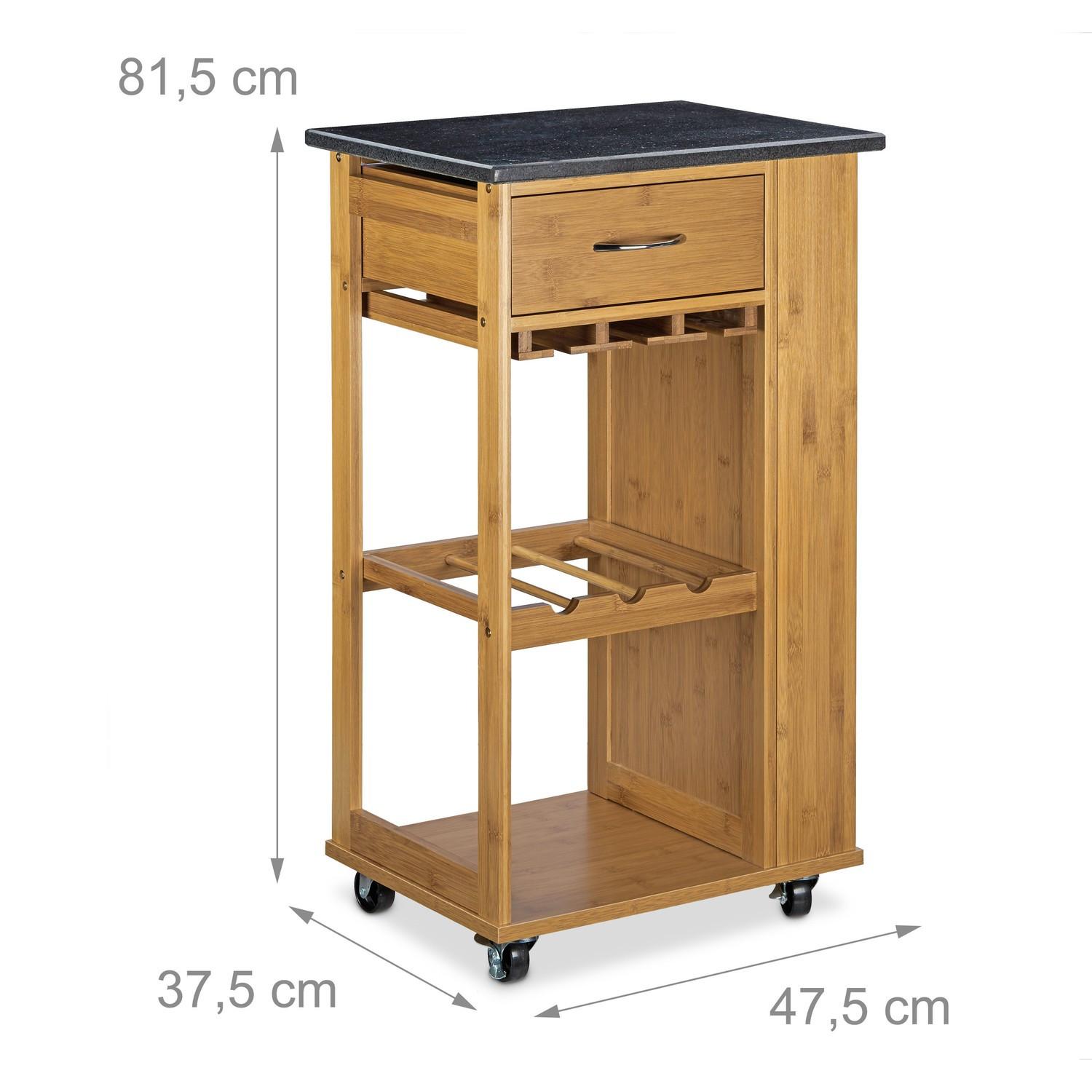 B2X Carrello da cucina ALFRED L con portabottiglie  