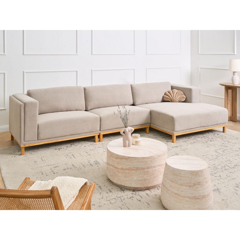 Beliani Canapé d'angle en Tissu Traditionnel VENG  