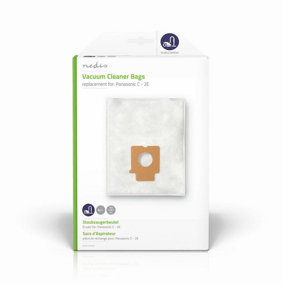 Nedis Sac d'aspirateur | 4 pcs. | Synthétique | Le plus vendu pour : Panasonic C - 2E | Blanc  