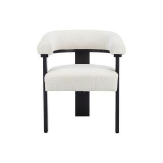 PASCAL MORABITO Lot de 6 chaises avec accoudoirs en tissu bouclette et bois d'hévéa - Blanc et noir - LIVELIA de Pascal MORABITO  
